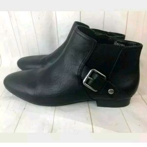 Nine West Black Leather Ankle Booties Boots Buckle